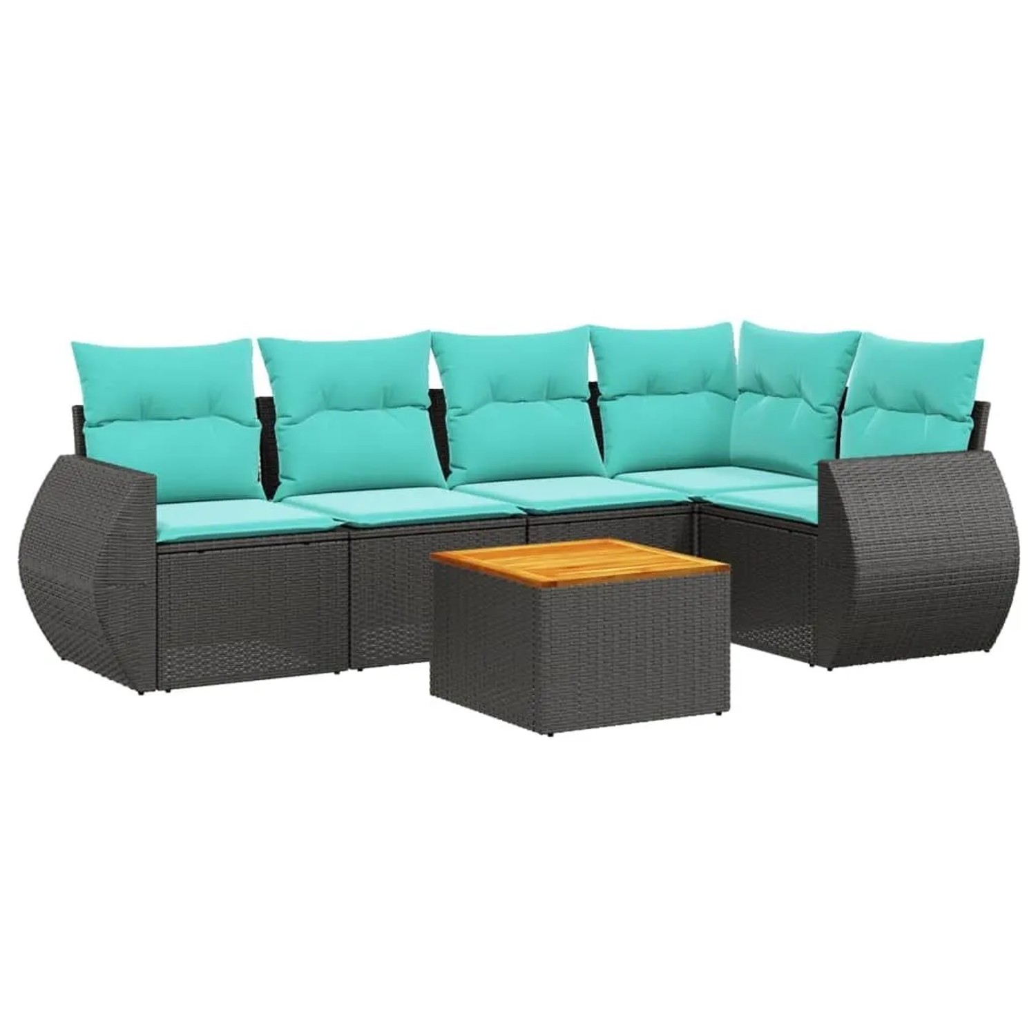 vidaXL 6-Tlg Gartensofa-Set mit Kissen Schwarz Polyrattan 3224993 günstig online kaufen