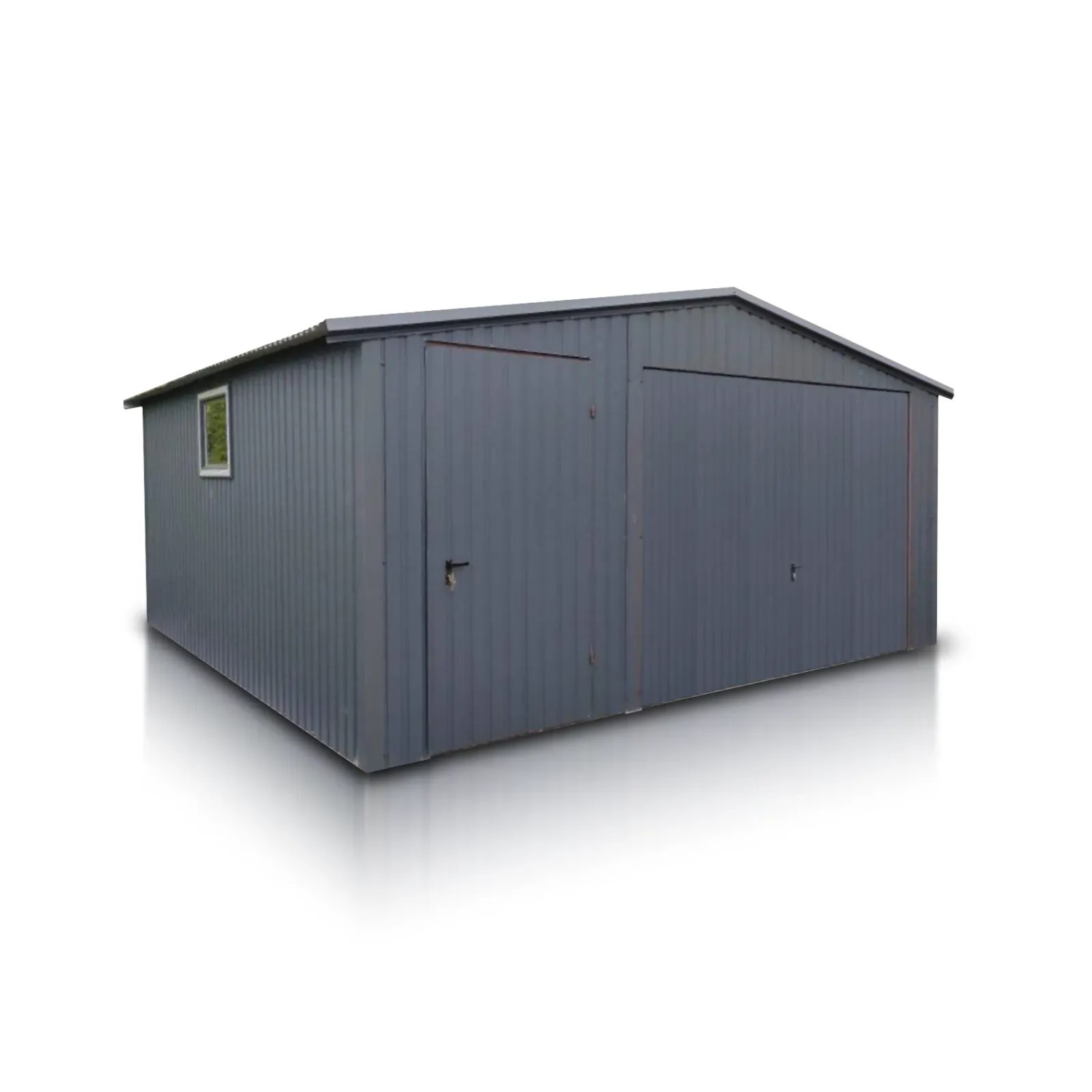Liderstal Einzelgarage Premium aus Blech 500 x 500 cm Satteldach Schwingtor Graphit