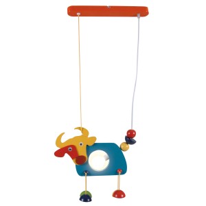 Bunte Näve Kinderpendelleuchte Kuh Emma, eine verspielte Lampe für das Kinderzimmer.