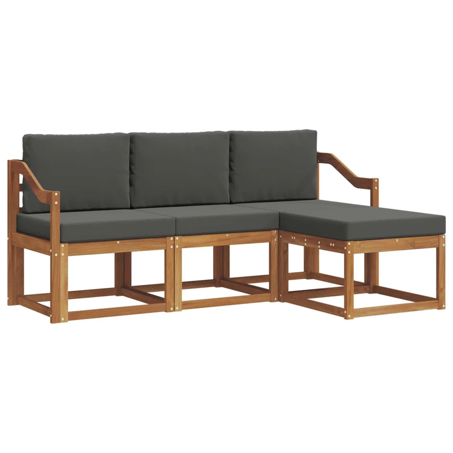 vidaXL Outdoor-Sofagarnitur mit Kissen 4-Tlg Natur und Anthrazit 3366235
