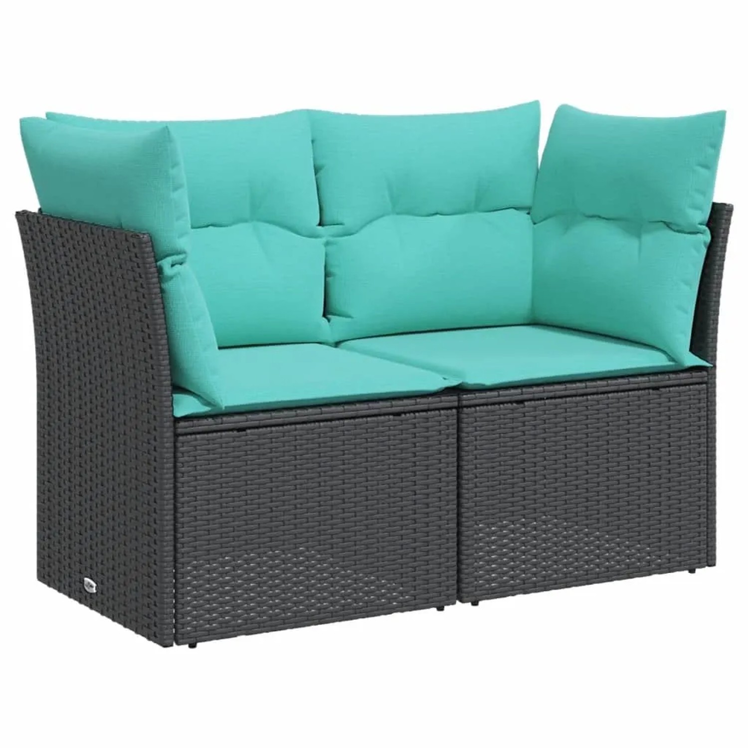 vidaXL Gartensofa mit Kissen 2-Sitzer Schwarz Poly Rattan 366025