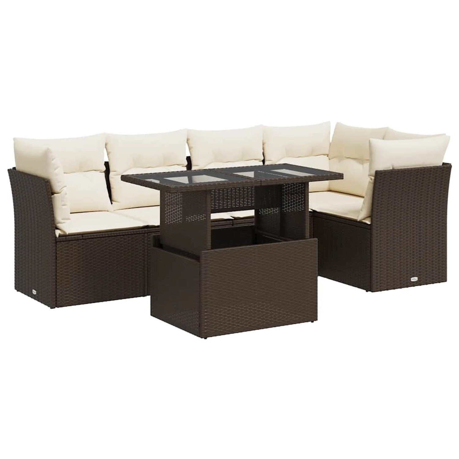 vidaXL 6-Tlg Garten-Sofagarnitur mit Kissen Braun Poly Rattan 3326164 günstig online kaufen
