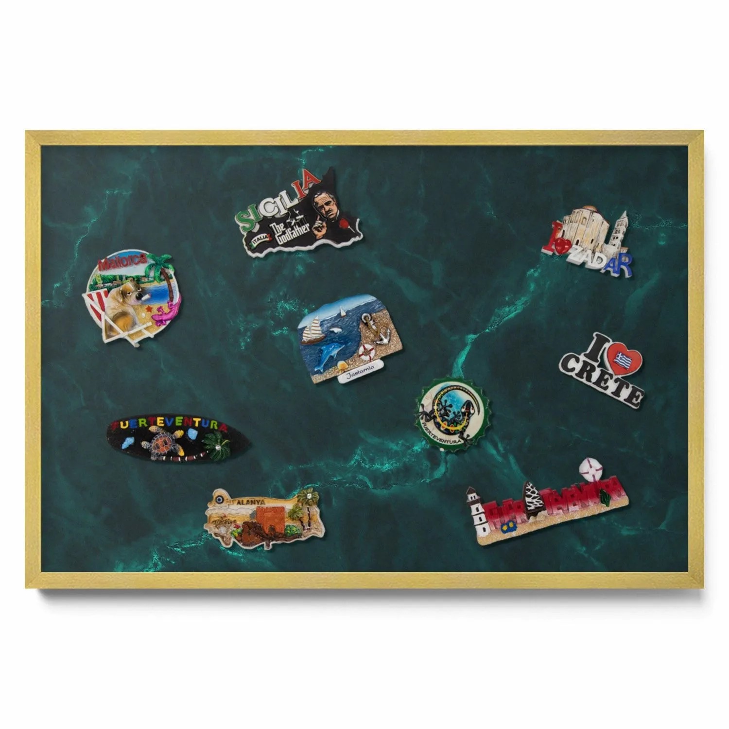 Tulup Magnettafel Magnettafel Metall mit Rahmen Flaschengrüner Marmor 60x40 günstig online kaufen