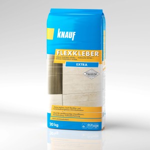Blauer Sack Knauf Flexkleber Extra Grau 20 kg, flexibler Fliesenkleber für Wand- und Bodenfliesen.