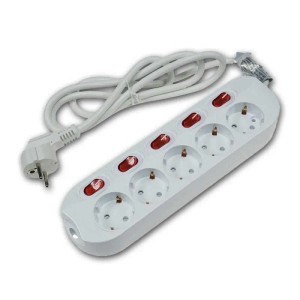 ChiliTec Tischsteckdose mit Einzelschaltung 5-fach Weiß