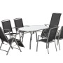 Gartenmöbelset: Ovaler Tisch mit 6 schwarzen Klappsesseln Vigo mit verstellbarer Lehne.