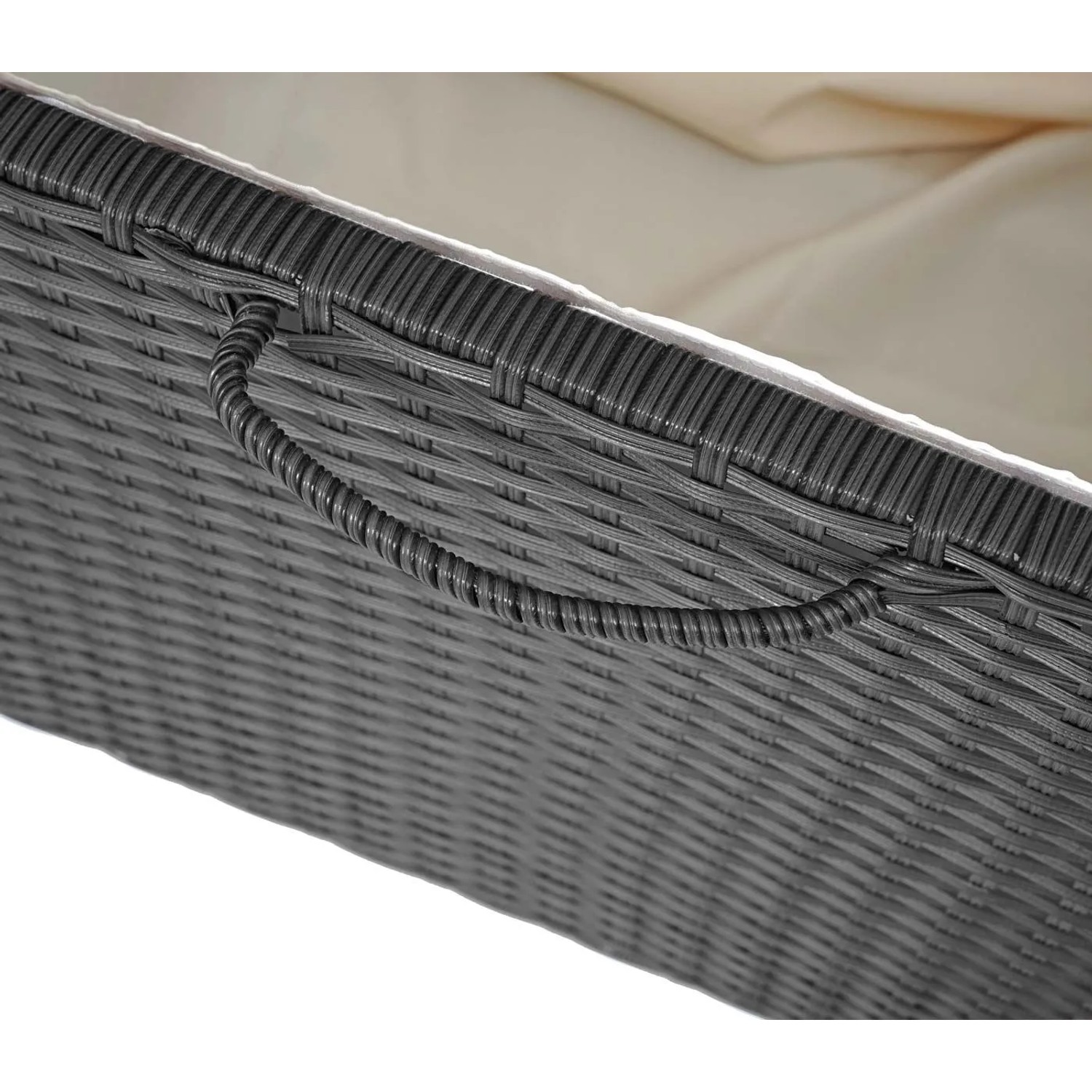 Proregal Poly-Rattan Kissenbox HxBxT 63x135x52cm Premium Schwarz 320L Gartentruhe Auflagenbox Truhe_7