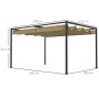 Outsunny Pergola, Khaki, 298x213x221cm, mit Maßen. Ideal als Markise & Sonnenschutz im Garten.
