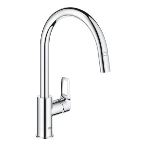 Grohe QuickFix Spültischarmatur Start Loop Chrom mit Brause, Einhebelmischer mit hohem Auslauf.