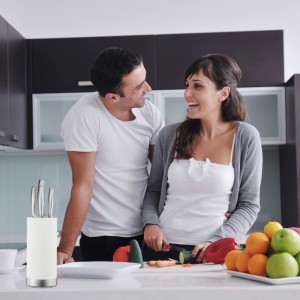 Relaxdays Messerblock Kunststoff Edelstahl Schwarz Unbestückt mit Borsten Entnehmbar 22 cm x 11 cm 1,5 kg