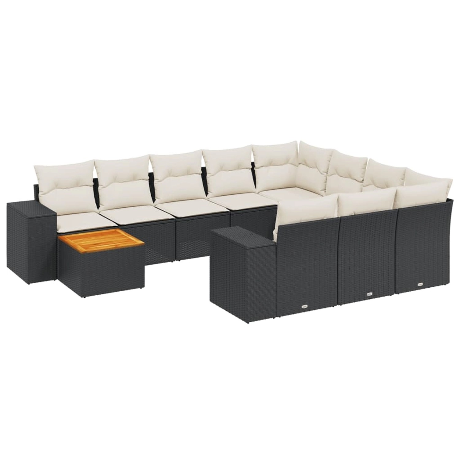 vidaXL 11-Tlg Garten-Sofagarnitur mit Kissen Schwarz Poly Rattan 3257960 günstig online kaufen