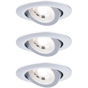 Paulmann LED-Einbaustrahler 3er Set, chrom matt, schwenkbar. Moderne Deckenleuchten für den Innenbereich.