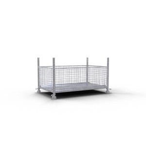 Feuerverzinkte Schake Gitterboxpalette, 1,43x0,87x0,5m, für Baugeräte und Lagerung.