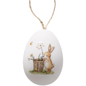 Deko Osterei Anhänger mit Hasenmotiv, Teil des 4er Sets von Boltze.