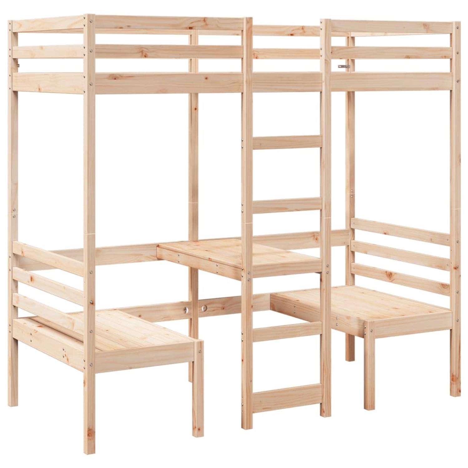 vidaXL Hochbett mit Schreibtisch & Stühlen 90x200 cm Massivholz Kiefer 3308 günstig online kaufen