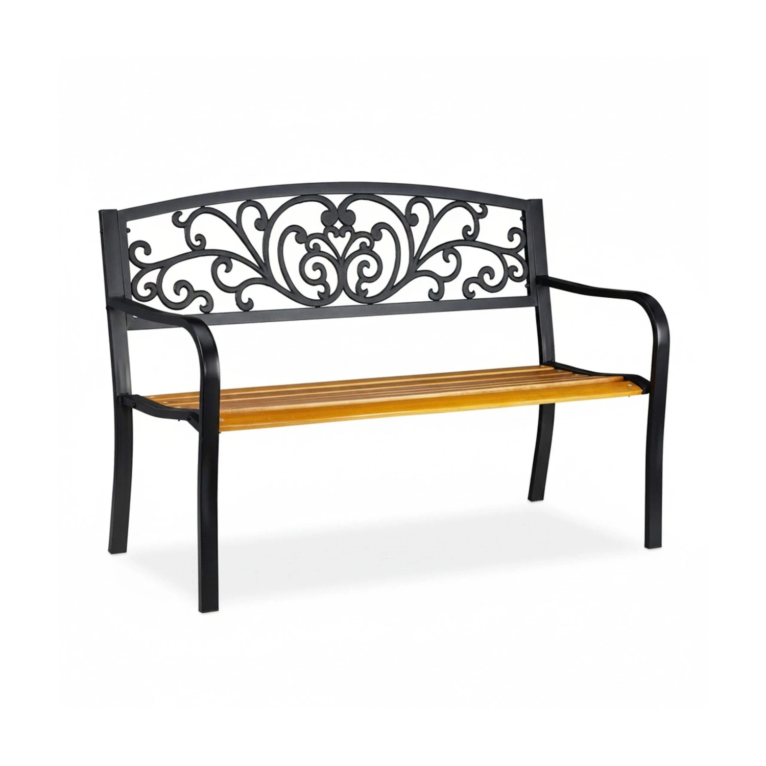 Relaxdays Gartenbank Stahl Gusseisen Holz Braun Schwarz Für 2 Personen 86,5 cm x 127 cm x 59 cm 13 kg