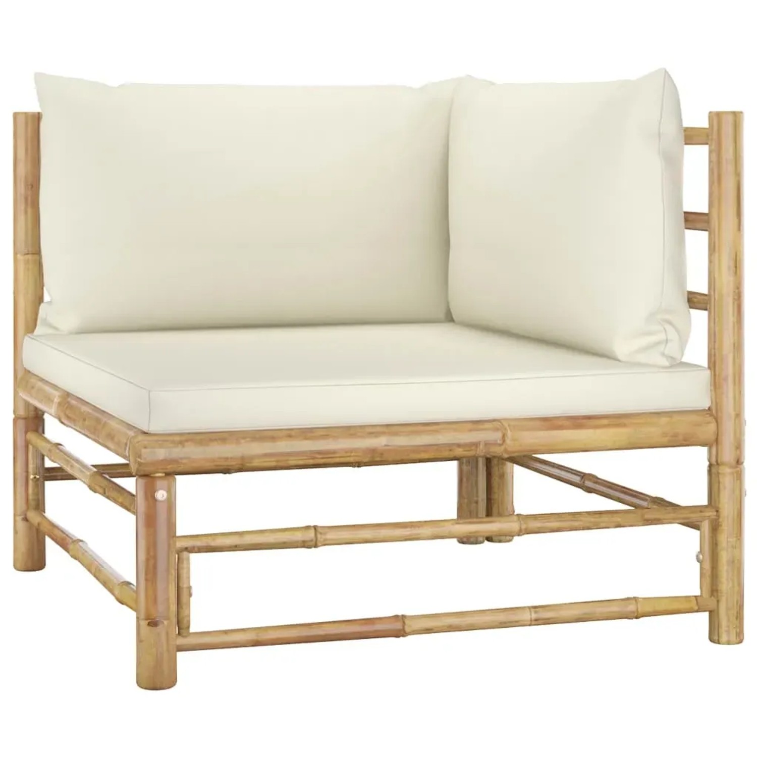 vidaXL modulares Lounge Set 11-Tlg Bambus cremeweie Kissen 3058223 kaufen  bei OBI