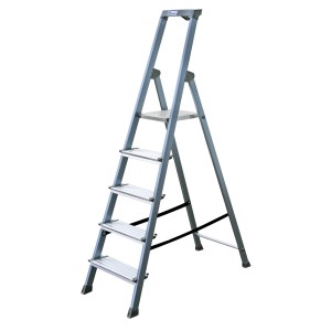 Krause Securo Stufen-Steh-Leiter, eloxiert, mit 5 Stufen. Leiter für Heimwerker.