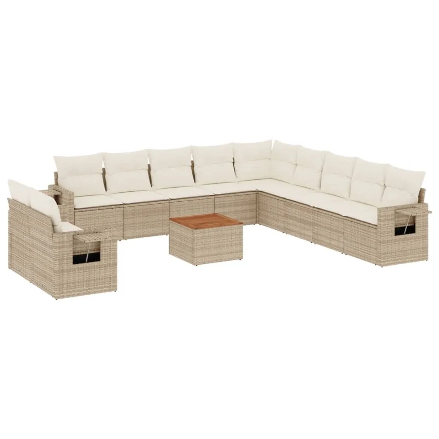 Thumbnail - vidaXL 12-Tlg Garten-Sofagarnitur mit Kissen Beige Poly Rattan 3224644