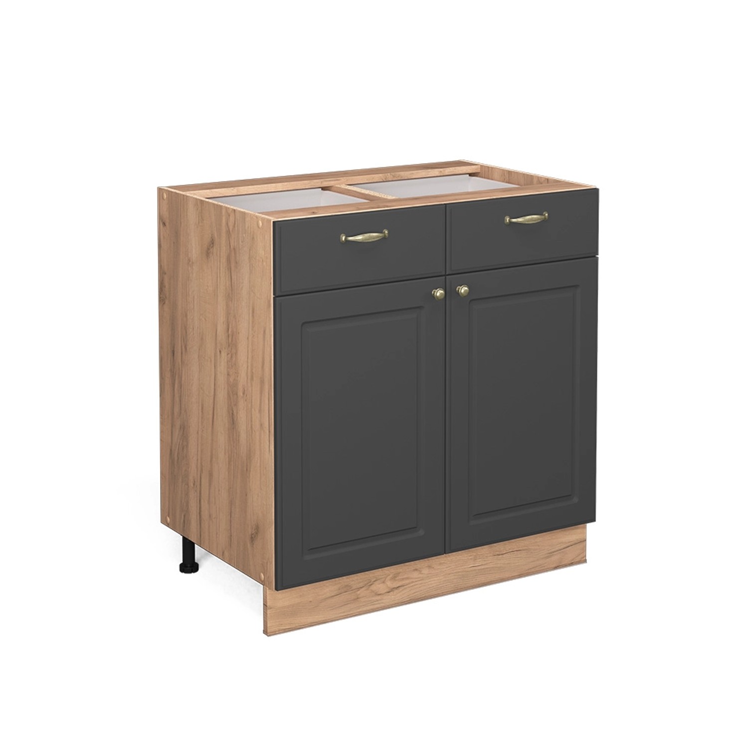 Vicco Küchenunterschrank Fame-Line Anthrazit-Gold/Goldkraft Eiche 80 cm ohne Arbeitsplatte