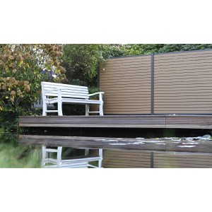GartenLand WPC Zaun Set Stockholm in Karamellbraun mit Aluminiumrahmen als Sichtschutz.