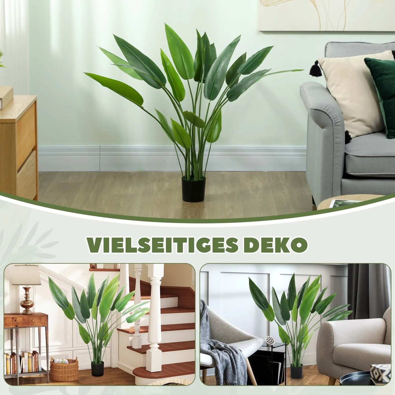 HOMCOM Knstliche Ficus-Pflanze 110 Cm Hoch Mit 90 Blttern & Topf   Realistischer Kunstbaum Fr Wohnzimmer, Bro & Balkon
