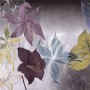 Erismann Fototapete ELLE Decoration AMARYLLIS violett mit Blüten in Violett-, Gelb- und Blautönen.