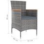 Grauer Gartenstuhl aus Rattan mit Kissen, Teil der vidaXL 13-tlg Essgruppe.