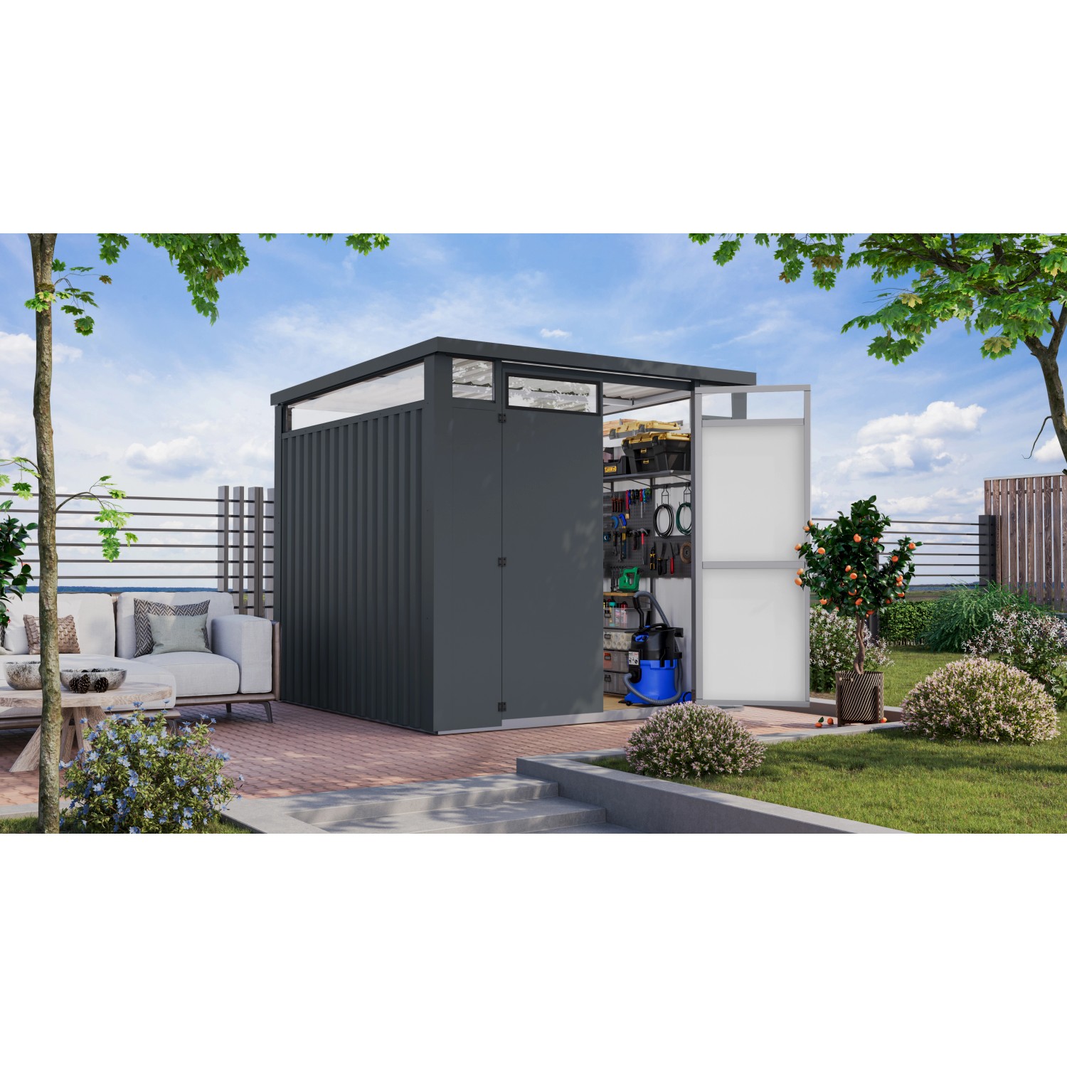 Karibu Gartenhaus Amato 2 Anthrazit 218 x 231 x 229 cm günstig online kaufen