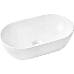 Ovales baliv Aufsatzwaschbecken aus matt-weißem Porzellan, ohne Überlauf. Modernes Design für Ihr Bad.