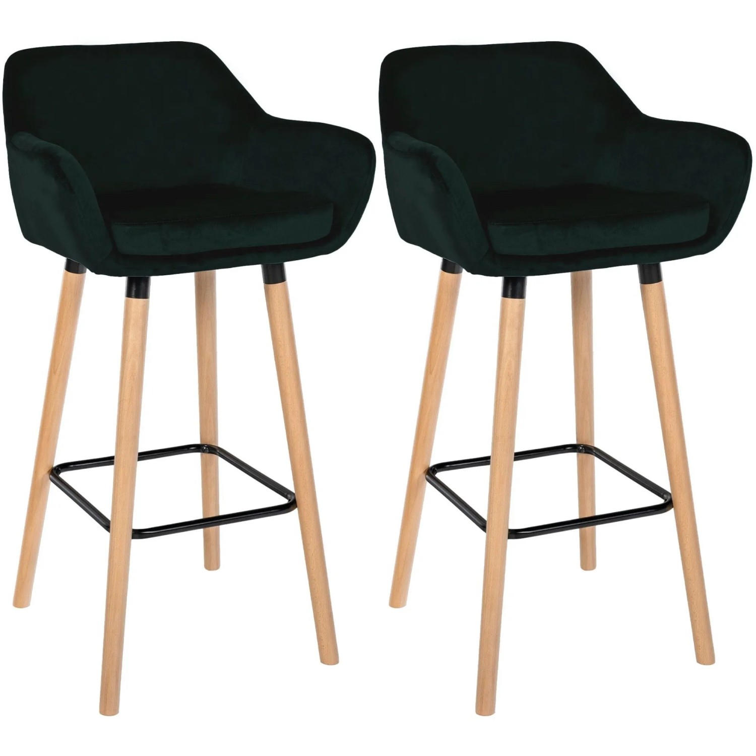 DELUKE 2er Set Barhocker MIRID Samt Grünfarbig 55x46x99cm Barstuhl Mit Lehne Tresenhocker Tresenstuhl