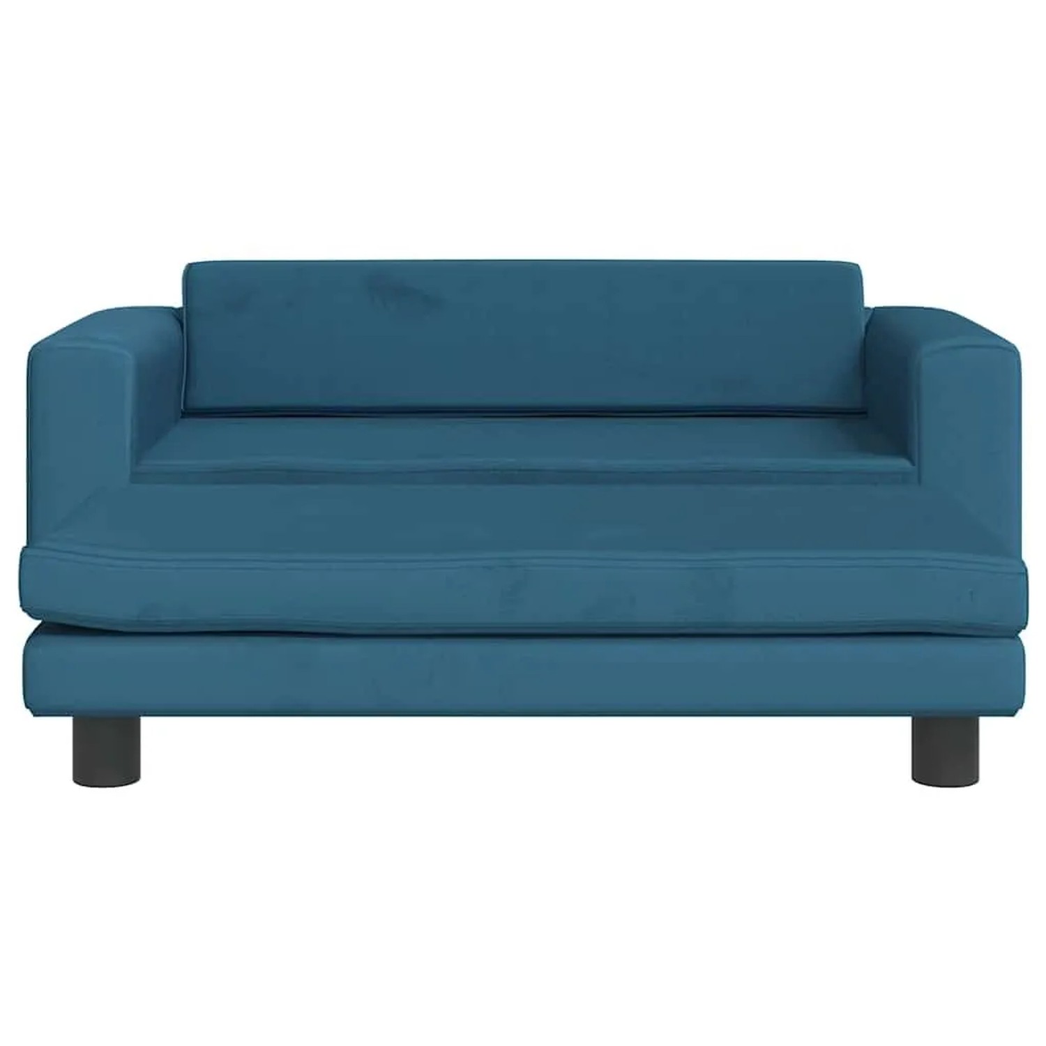 Blaues Samt Hundebett mit Verlängerung, 100x50x30 cm. Komfortables Hundesofa für Haustiere.
