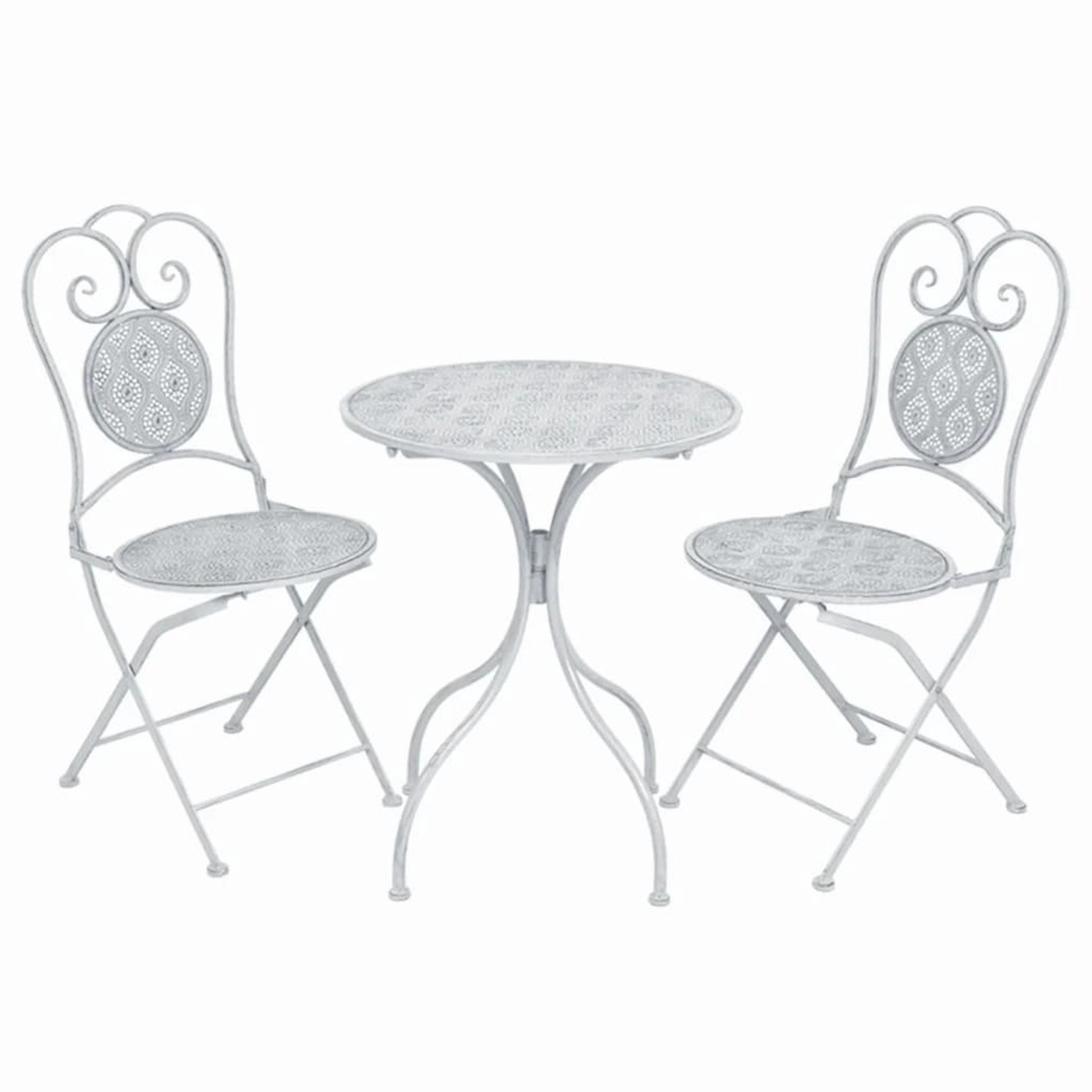 3-tlg. Bistro-set Stahl Grauweiß günstig online kaufen