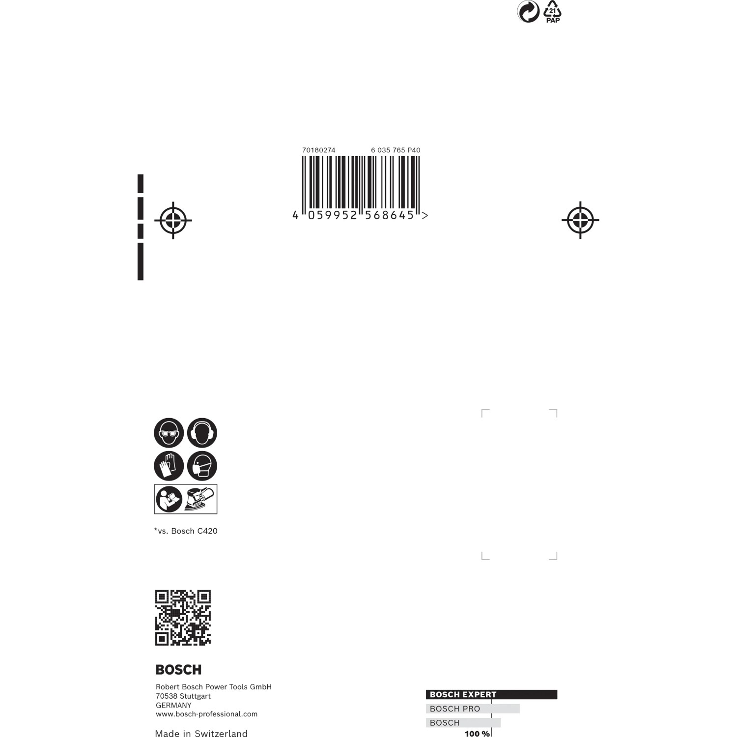 Verpackung Bosch Expert Netzschleifblatt-Set M480, 10-teilig, Körnung K80-180 für Multischleifer.
