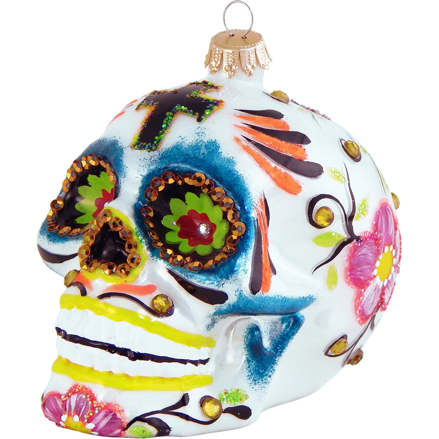 Krebs Glas Lauscha Weihnachtsornament Totenkopf Mexiko 1-tlg. 10cm