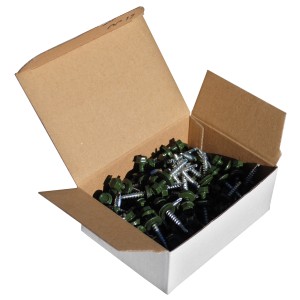 Grüne Schrauben SKH 4,8x35 mm mit Bohrspitze im Karton (100 Stk.) für Dachbleche.