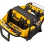 Offene Stanley FatMax Werkzeugtasche FMST1-73607, gefüllt mit Werkzeugen. Werkzeugkoffer in Schwarz/Gelb.