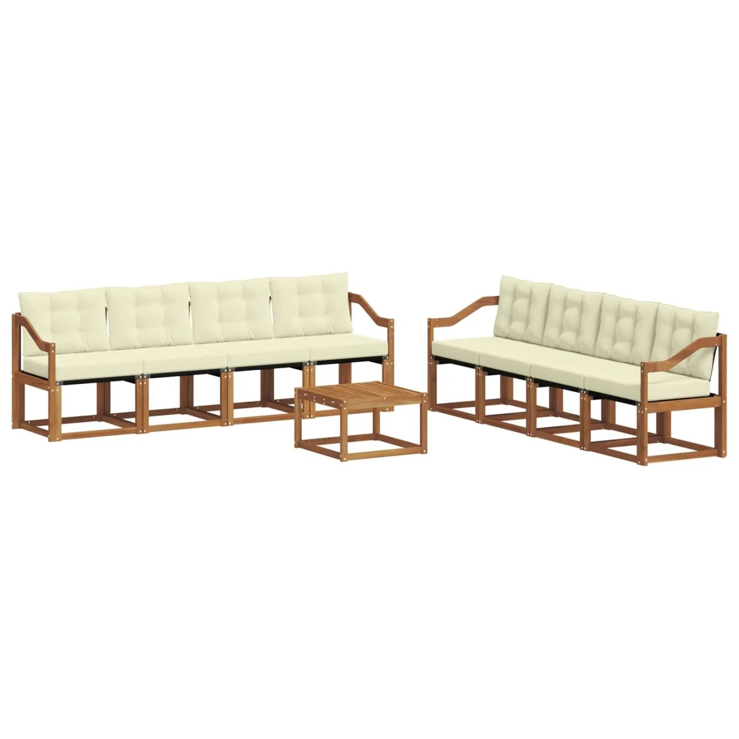 vidaXL Outdoor-Sofagarnitur mit Kissen 9-Tlg Natur und Creme 3368529