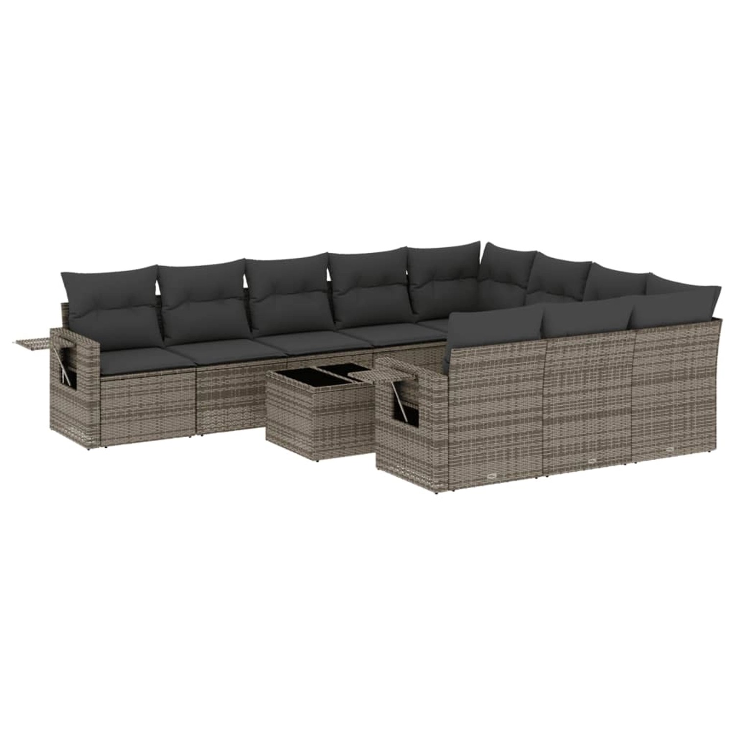 vidaXL 11-Tlg Garten-Sofagarnitur mit Kissen Grau Poly Rattan 3220699 günstig online kaufen