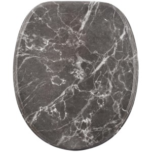 Sanilo WC-Sitz Marmor Grau mit Absenkautomatik, Toilettendeckel aus Holz.