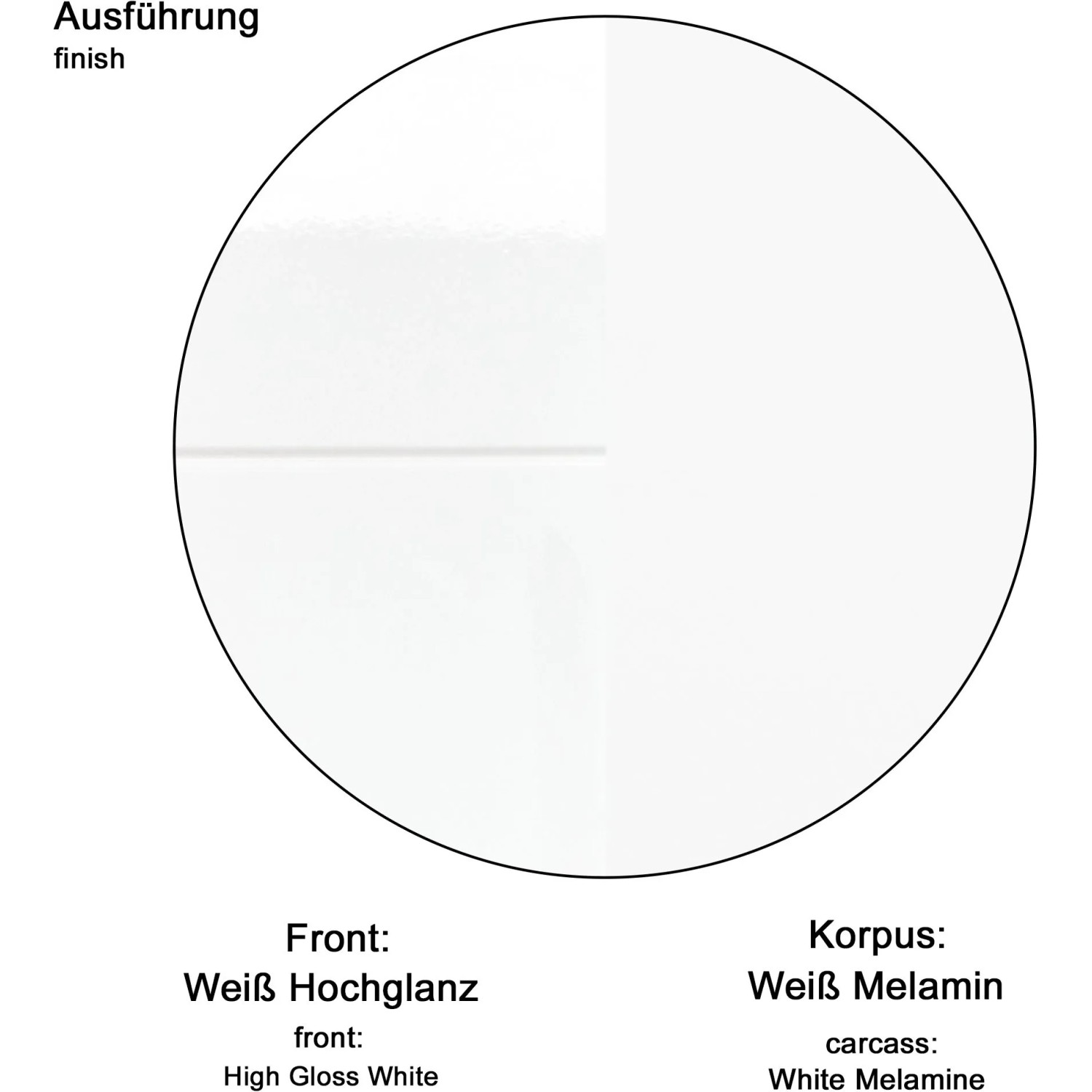 Detailansicht: Weißer Trendteam Bad-Hochschrank Skin Bad, Front Hochglanz, Korpus Melamin.