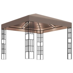 vidaXL Pavillon mit LED-Lichterkette 3x3 m Taupe 3070324