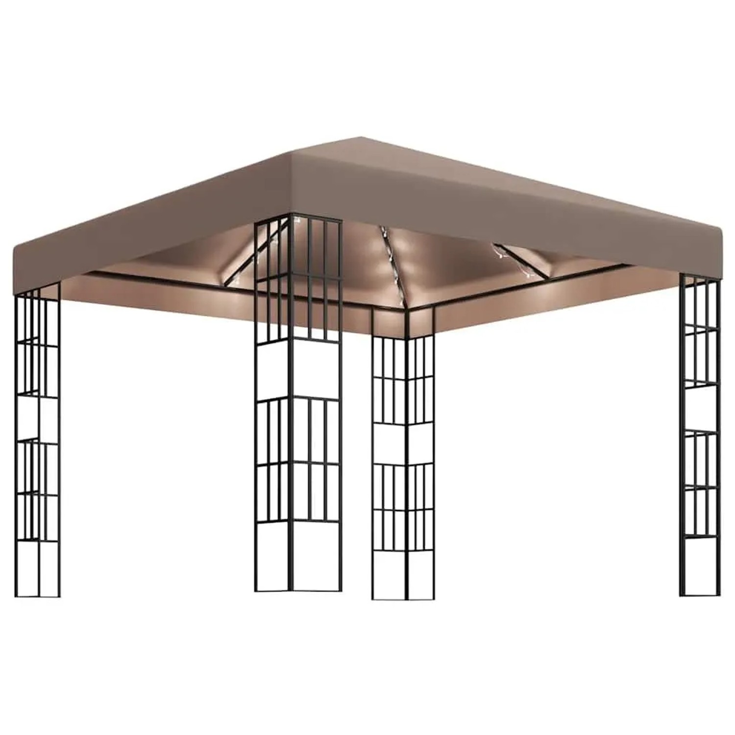 vidaXL Pavillon mit LED-Lichterkette 3x3 m Taupe 3070324