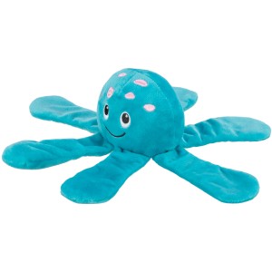 Blauer Plüsch-Krake (18 cm) von Jollypaw. Hundespielzeug mit Stimme und Raschelfolie.