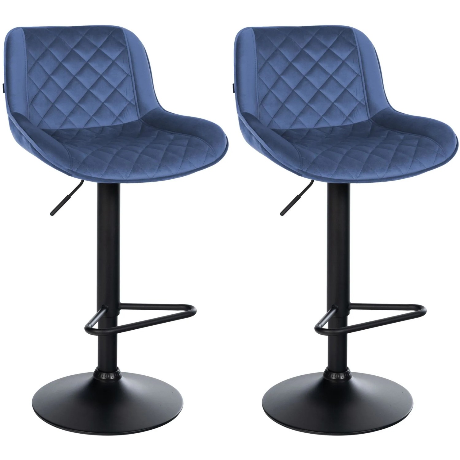 DELUKE 2er Set Barhocker KUHAR Samt Blau 50x52x84cm Barstuhl Höhenverstellbar Mit Lehne Drehbar Tresenhocker Tresenstuhl