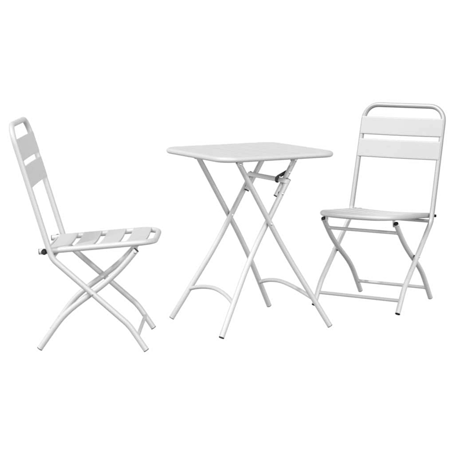 vidaXL 3-Teiliges Klapp-Bistro-Set aus Weißem Stahl 42002950