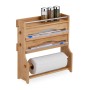 Relaxdays Wandrollenhalter Bambus Natur Mit Gewürzregal 40 cm x 40 cm x 11,5 cm 1,7 kg