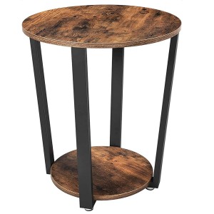 Songmics Beistelltisch Dacey-old Rund Stahlgestell Braun-Schwarz