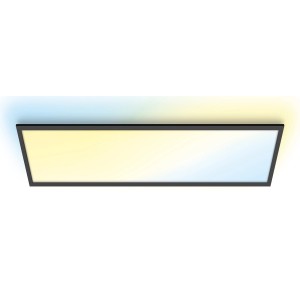 Rechteckiges, schwarzes WiZ LED-Panel mit tunable white Licht (2700-6500K), 119,5x29,5 cm.