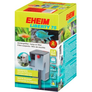 Eheim Liberty 75 Anhängefilter für Aquarien, Verpackung mit Produktinformationen.